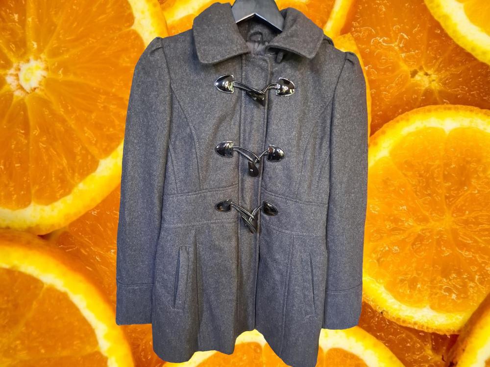 Guess Gray Wool Blend Pea Coat with Hood‎